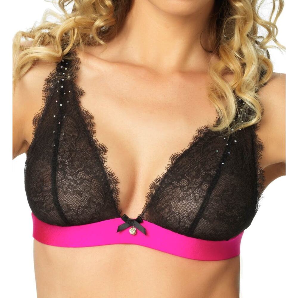 Black Bow Women Satine Triangle Bra Fuchsia/black Size S